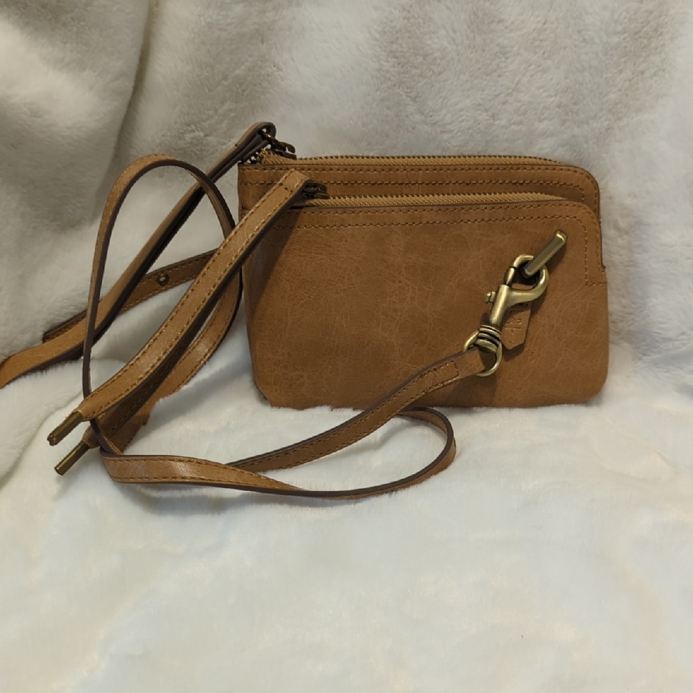 Tan Suede Crossbody Bag with Adjustable Strap